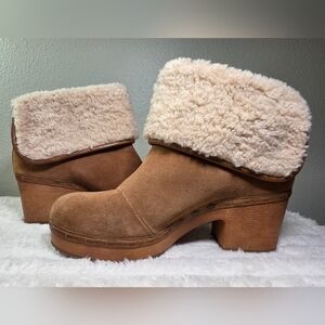 Crown Vintage Congnac Suede Boots with Faux Fur Lining